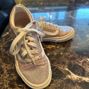 Kids size 1 Vans pink glitter classic sidestripe sneaker